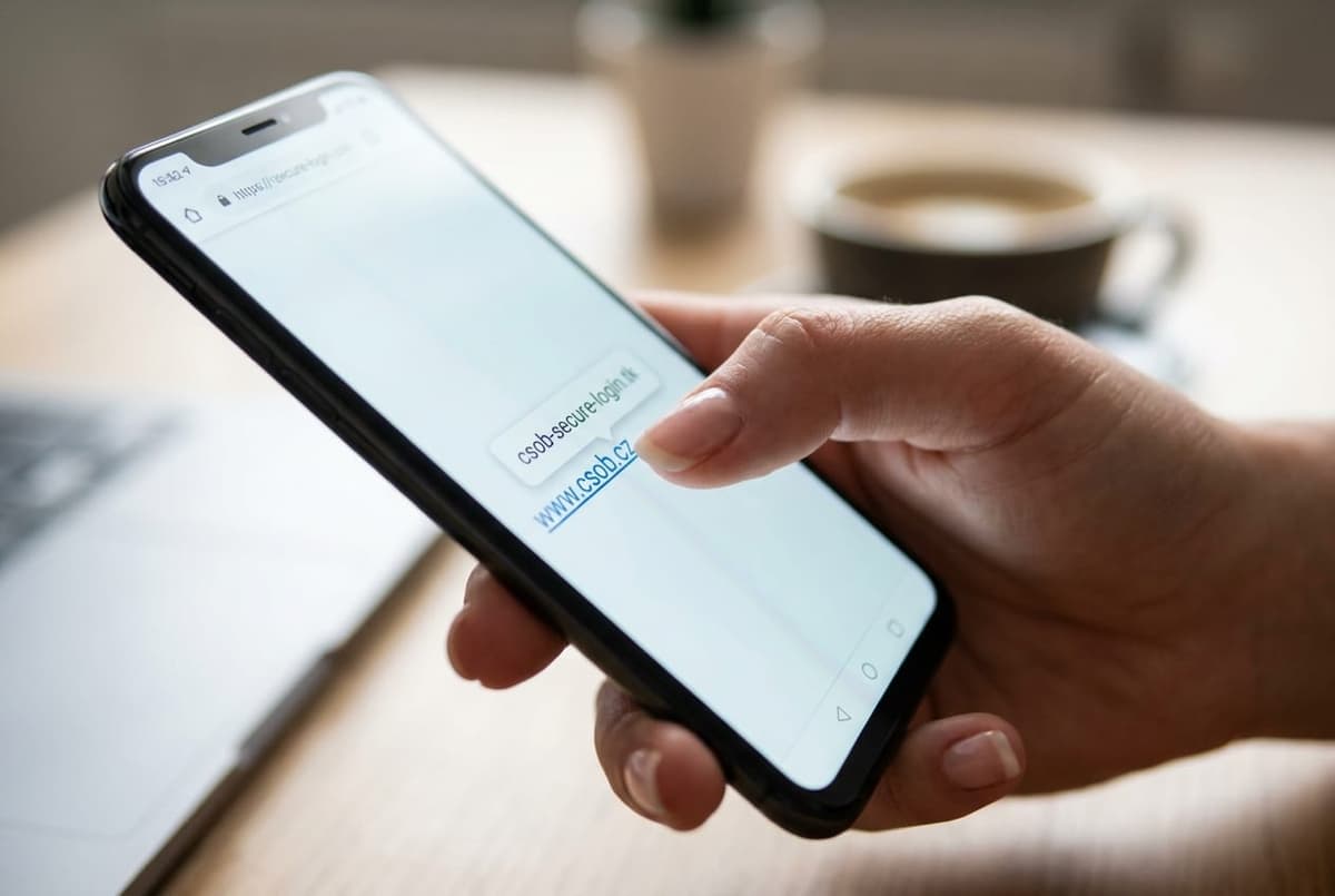 Phishing detekce — podržení prstu na odkazu odhalí skutečnou URL „csob-secure-login.tk