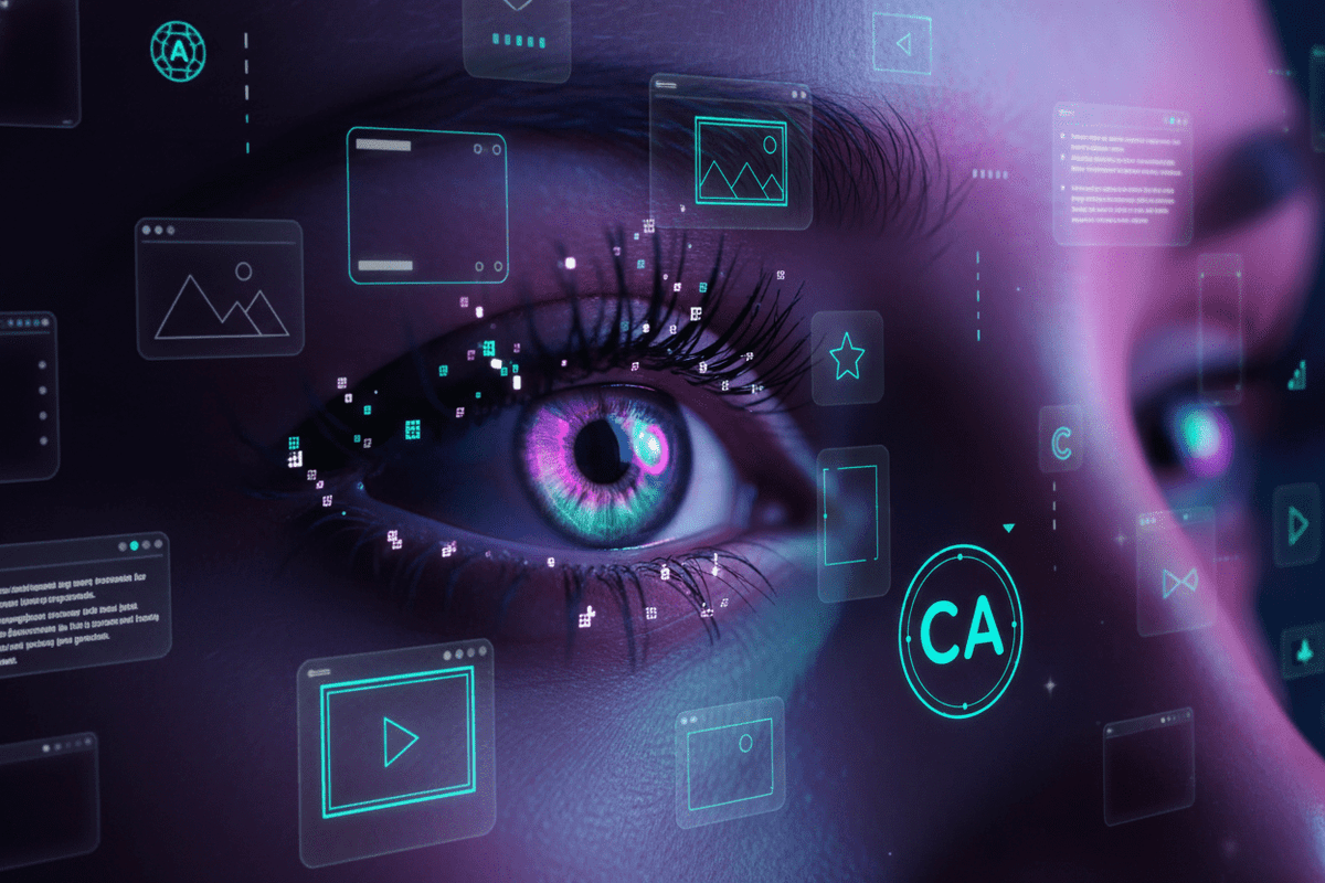 Vizualizace AI rozhraní s ikonami a digitálními prvky — symbol různých AI modelů (GPT-4o, o3, o3-pro), které se v ChatGPT dají vybrat