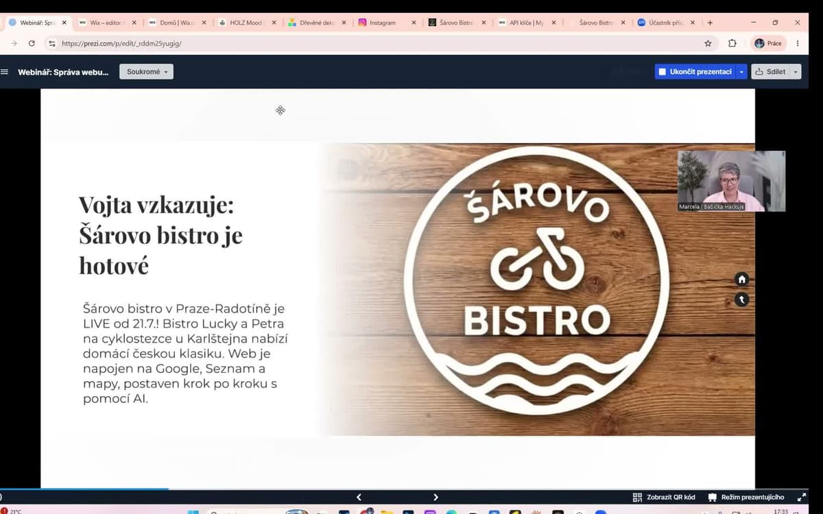 Vibe coding v praxi: Šárovo bistro a Wix pro HolzMOODE