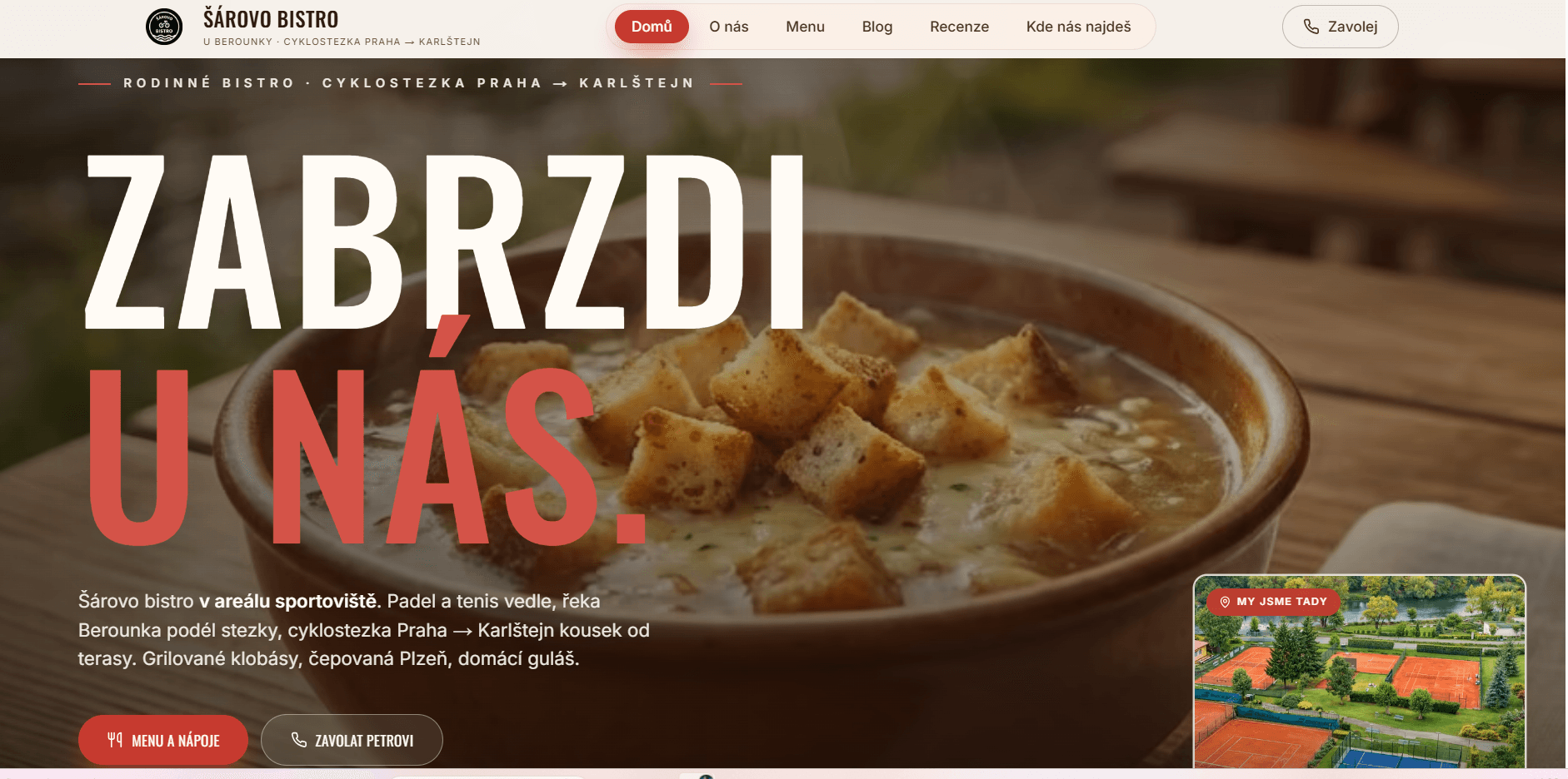 Náhled webu: Web pro bistro / restauraci / kavárnu — s Claude za pár dní