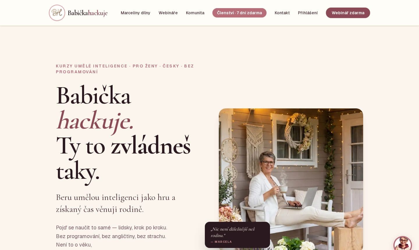 Náhled webu babickahackuje.cz