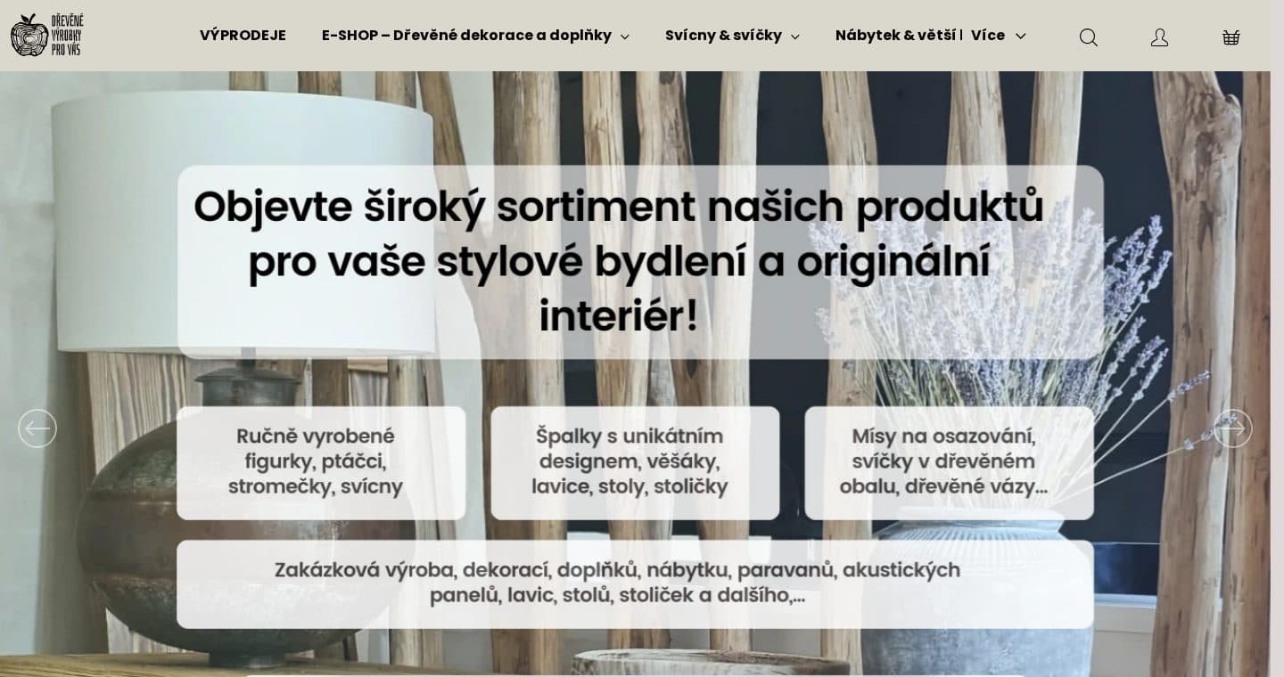 Náhled webu Dřevěné výrobky pro vás
