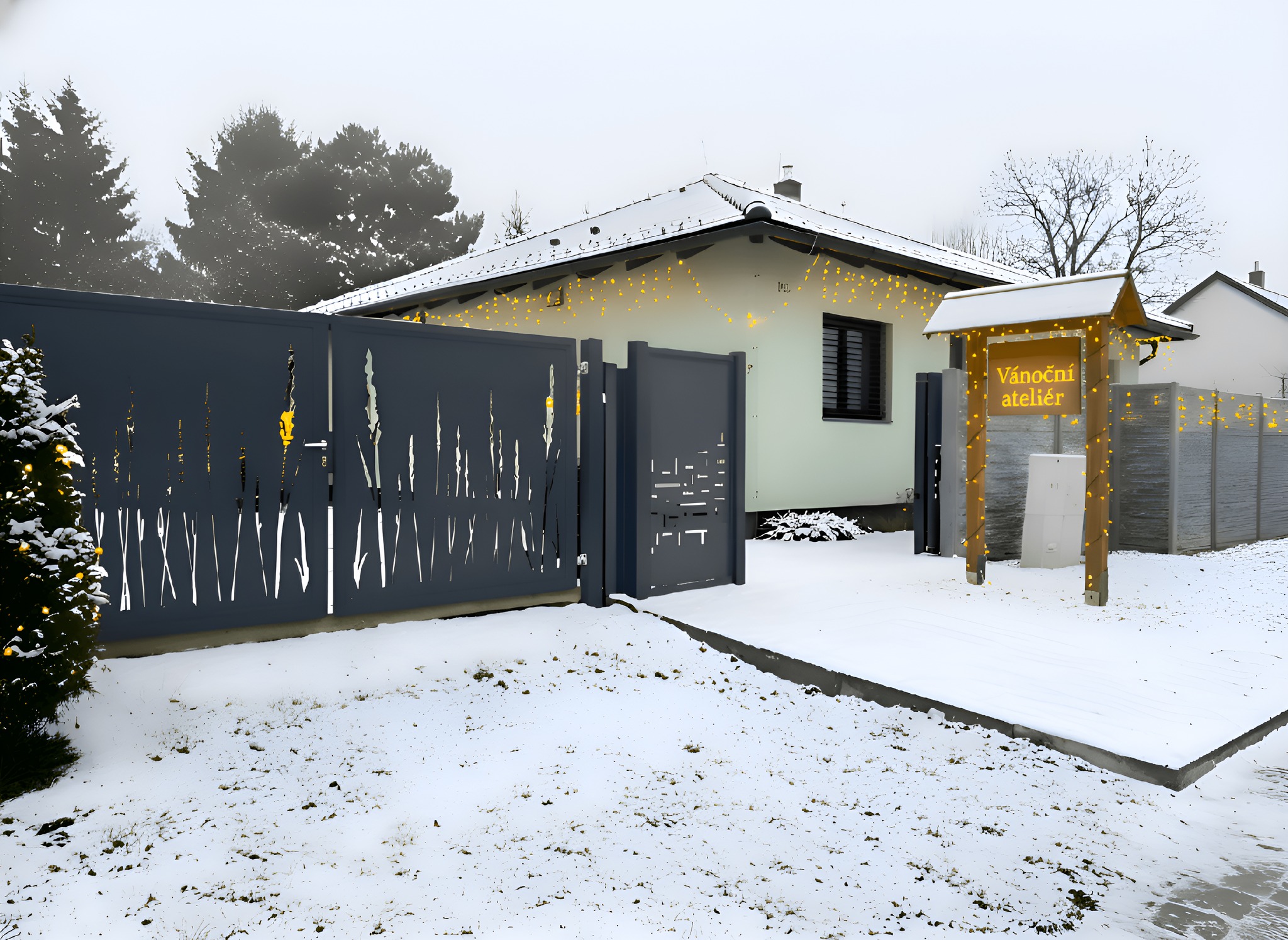 Můj ateliér v Čechyni u Brna — pohled zvenku v zimě