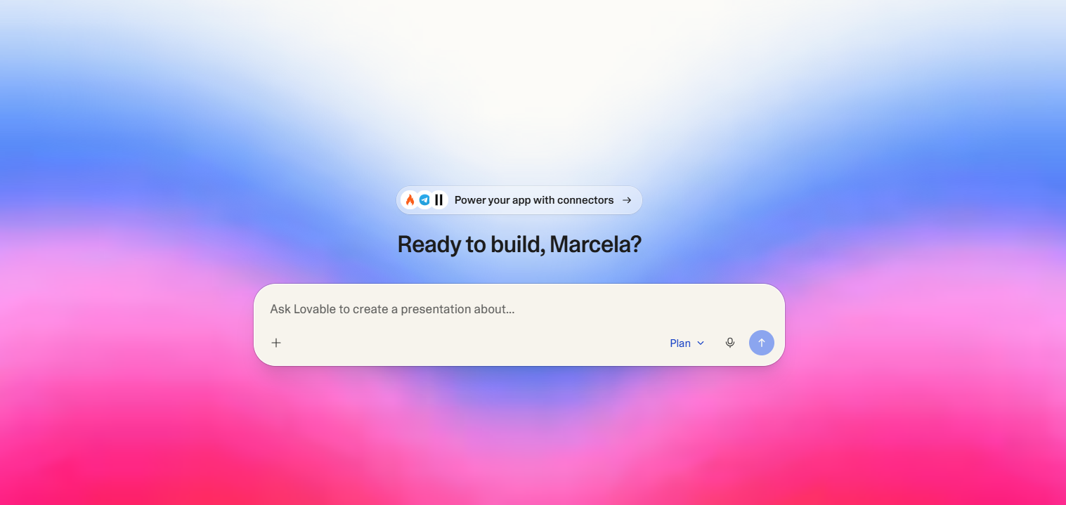 Lovable úvodní obrazovka — Ready to build, Marcela?
